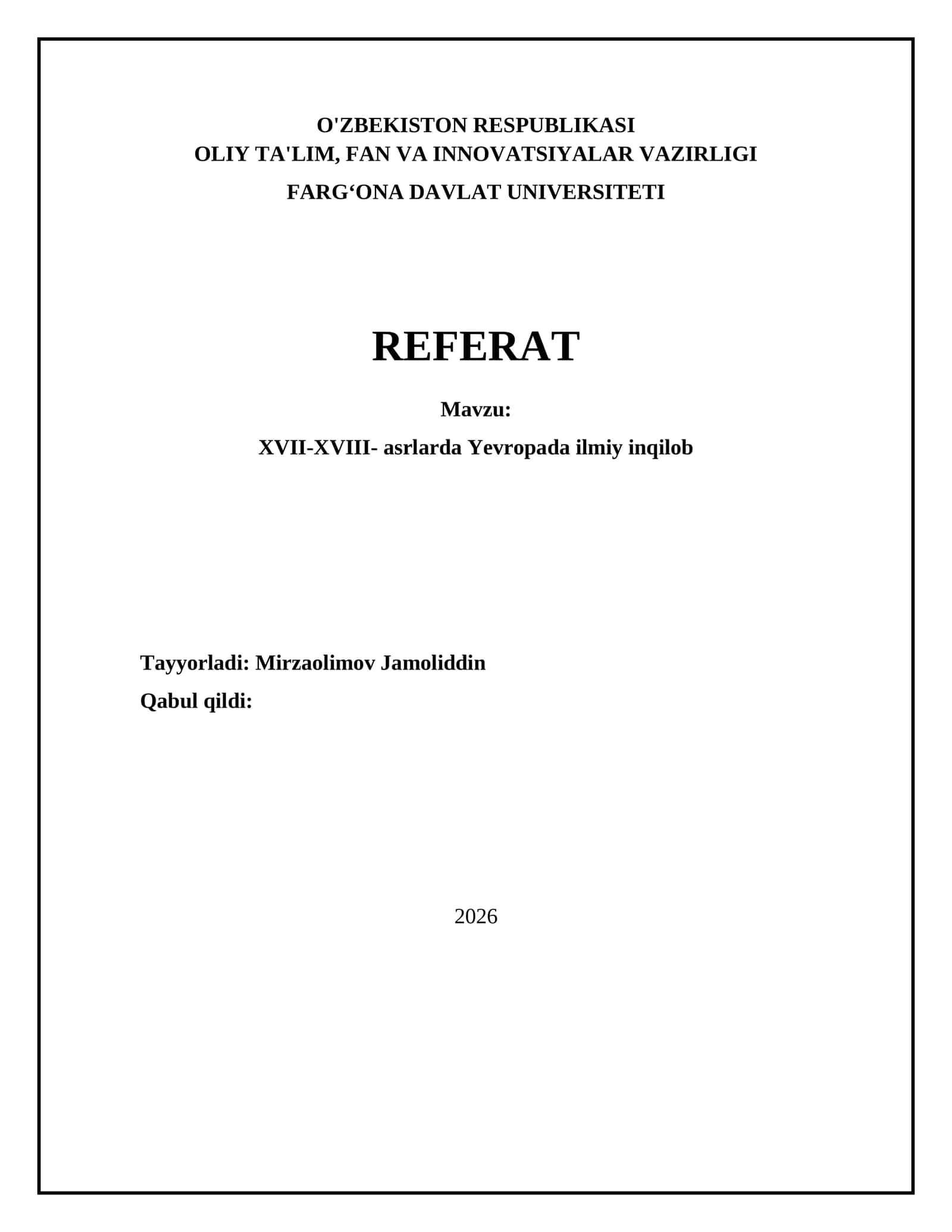 XVII-XVIII- asrlarda Yevropada ilmiy inqilob