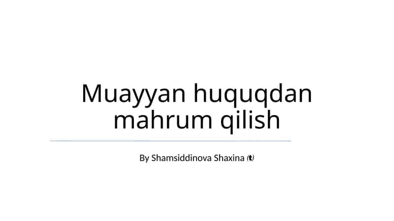 Muayyan huquqdan mahrum qilish