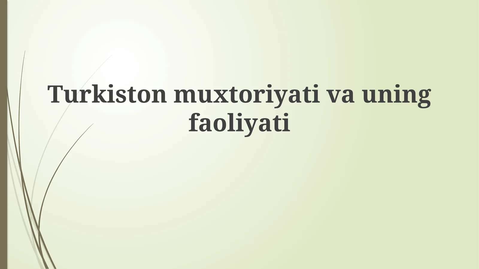 Turkiston muxtoriyativauningfaoliyati