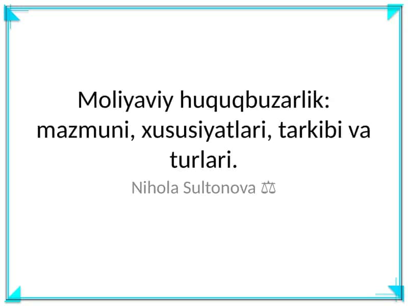 Moliyaviy huquqbuzarlik