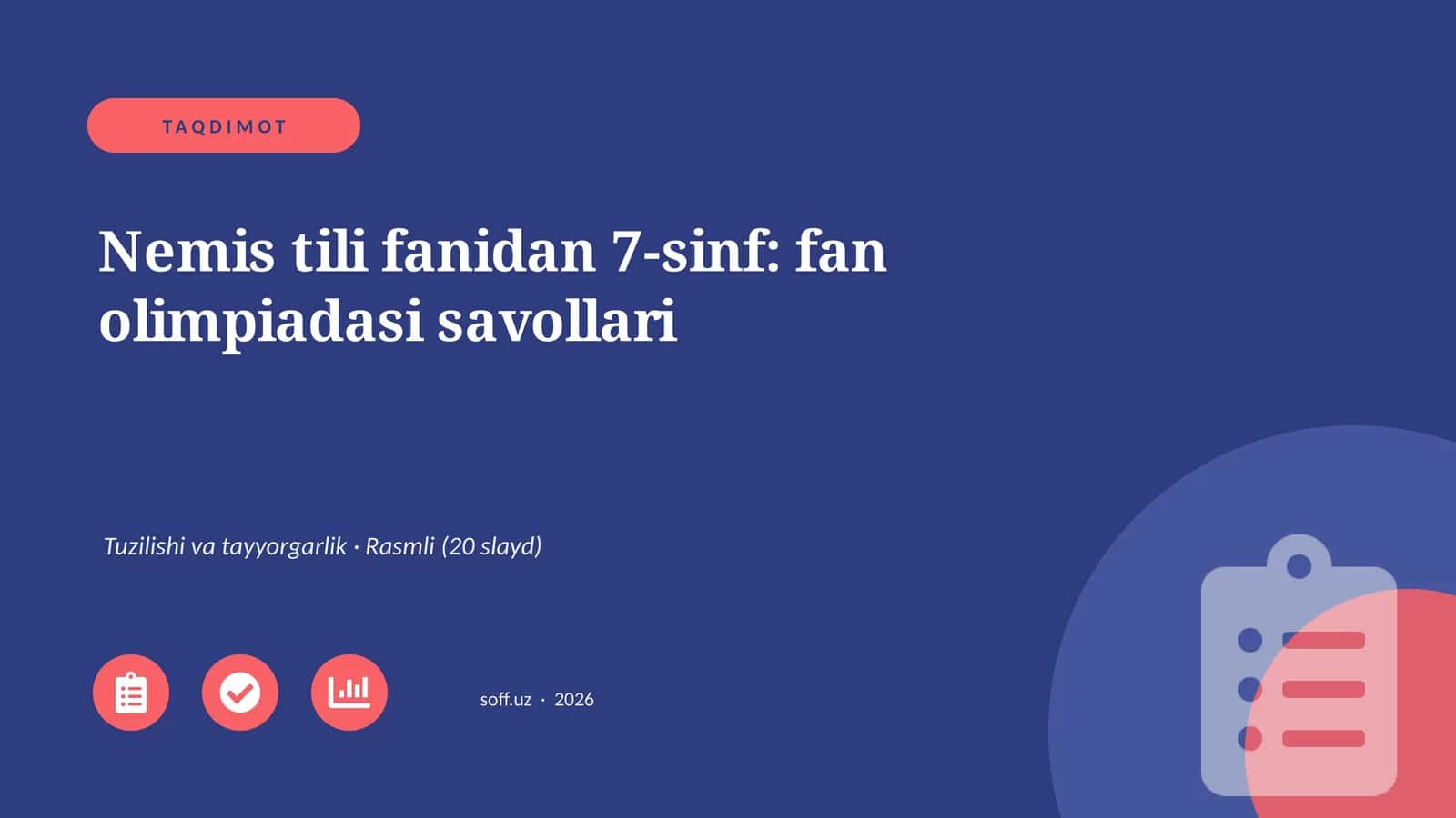 Nemis tili fanidan 7-sinf: fan olimpiadasi savollari