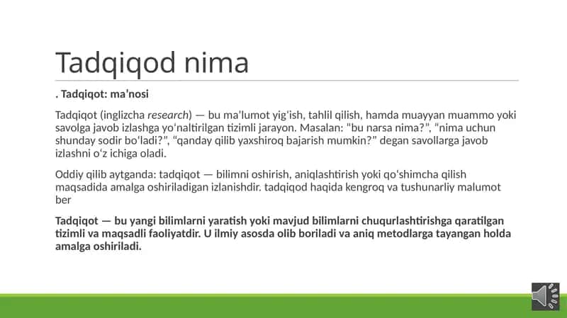 Tadqiqot: ma’nosi
