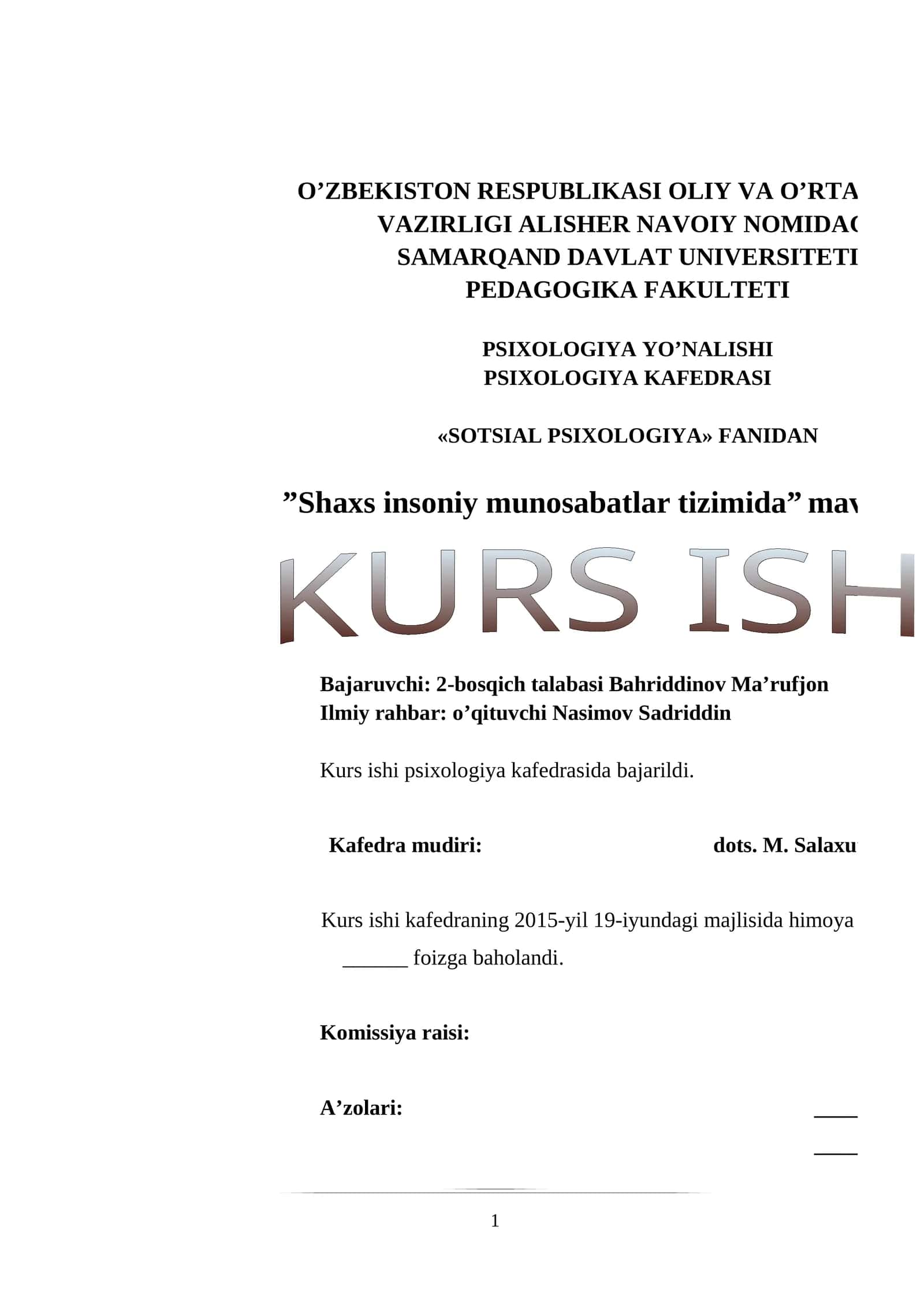 Shaxs insoniy munosabatlari shakllanishining psixologik omillari