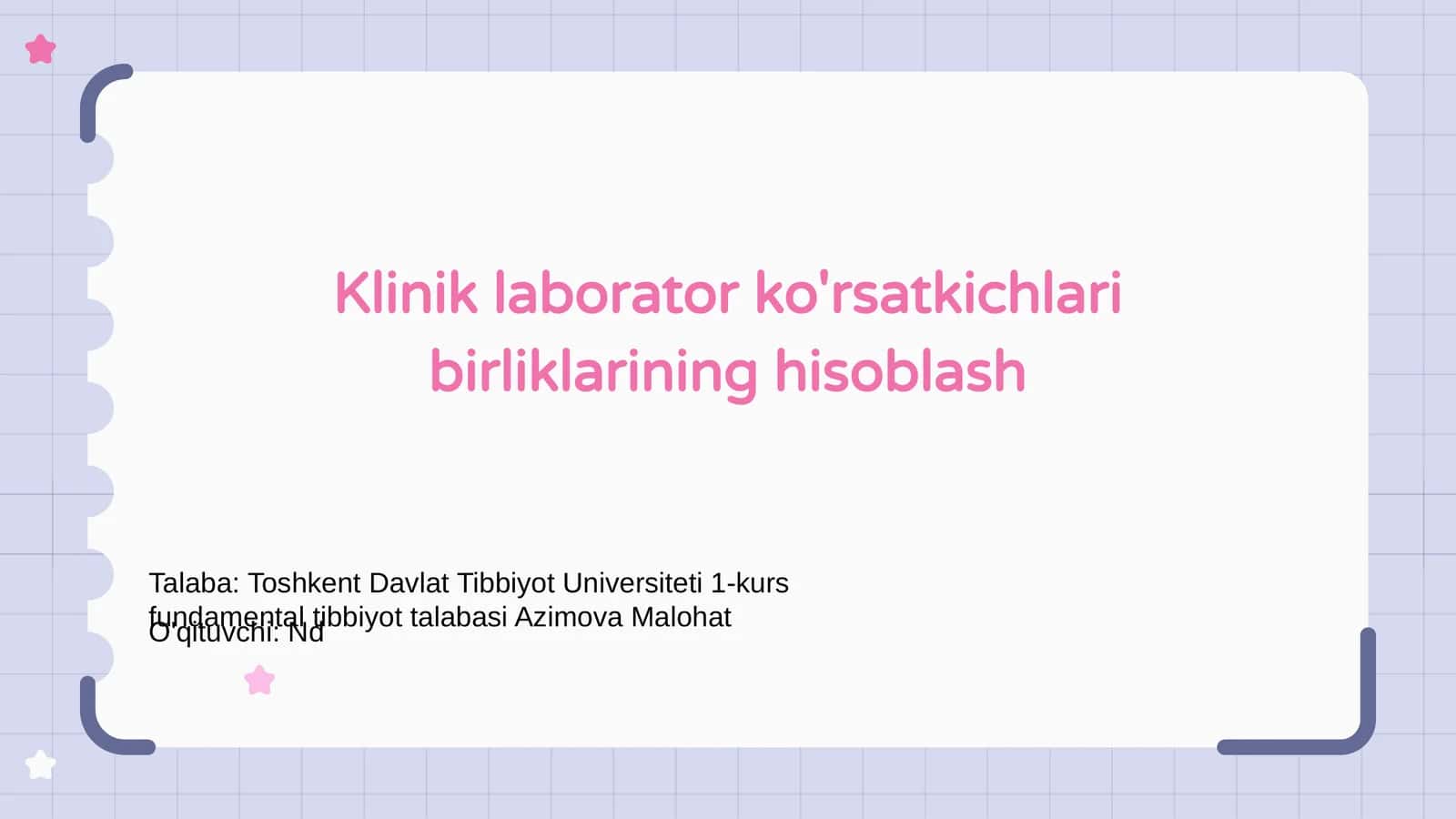 Klinik Laborator Ko'rsatkichlari