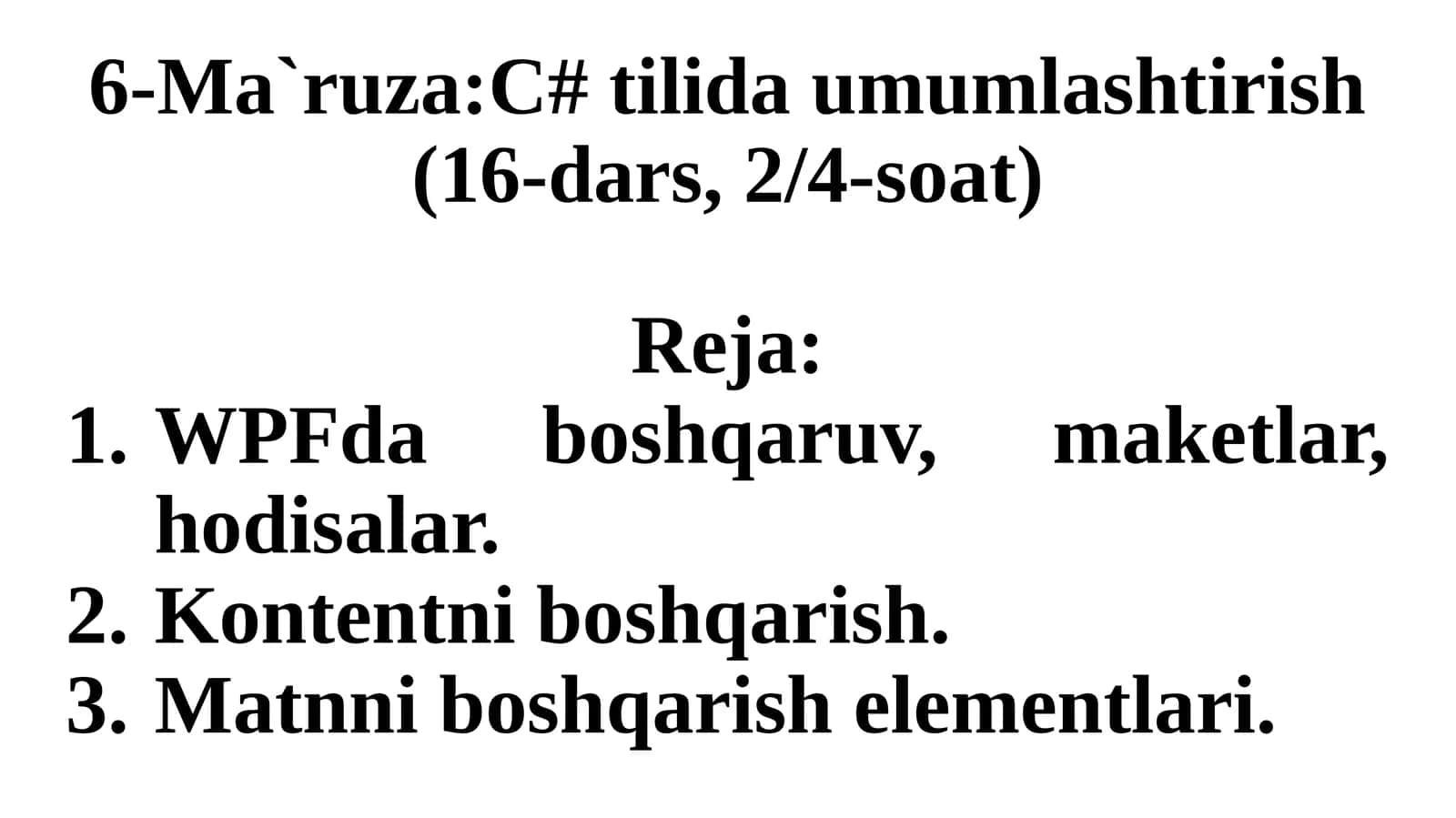 C# tilida umumlashtirish