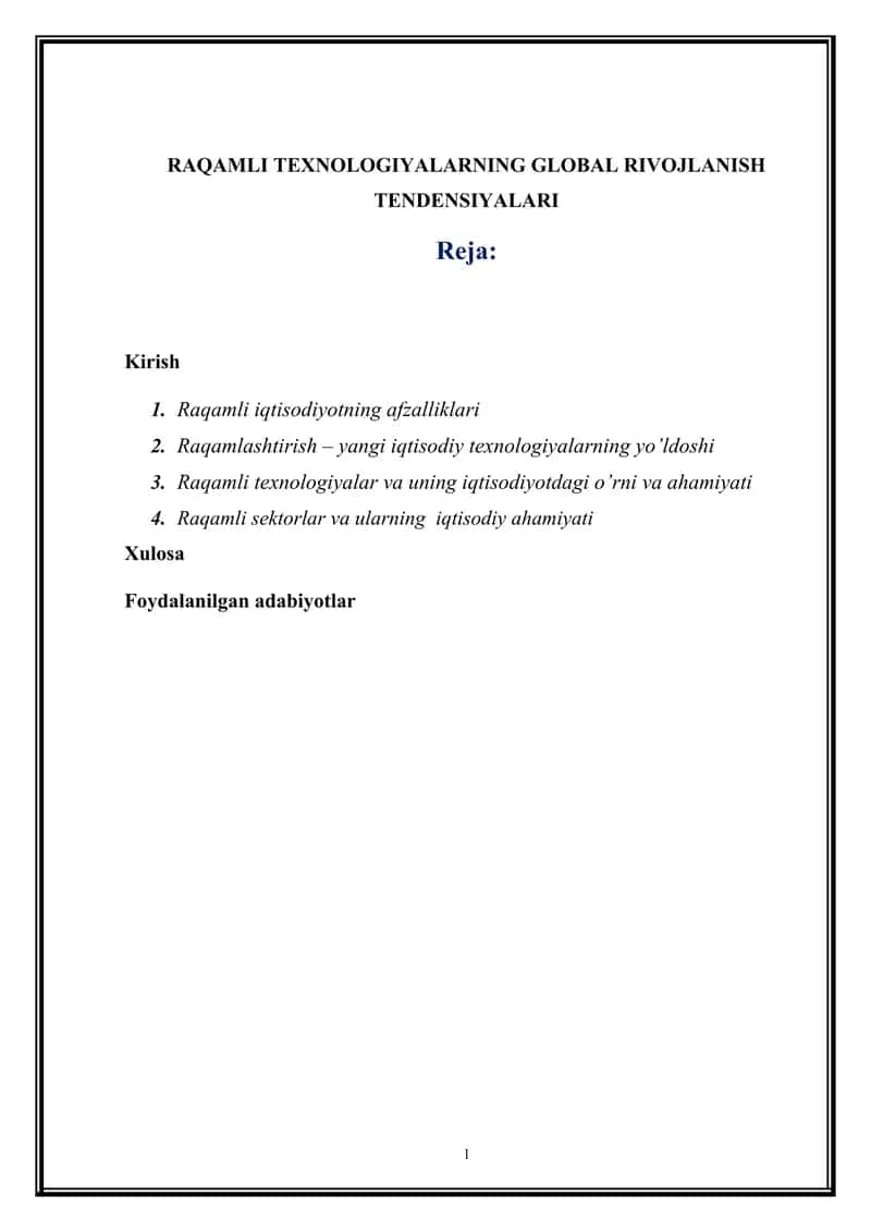 Raqamli Texnologiyalarning Global Rivojlanish Tendensiyalari