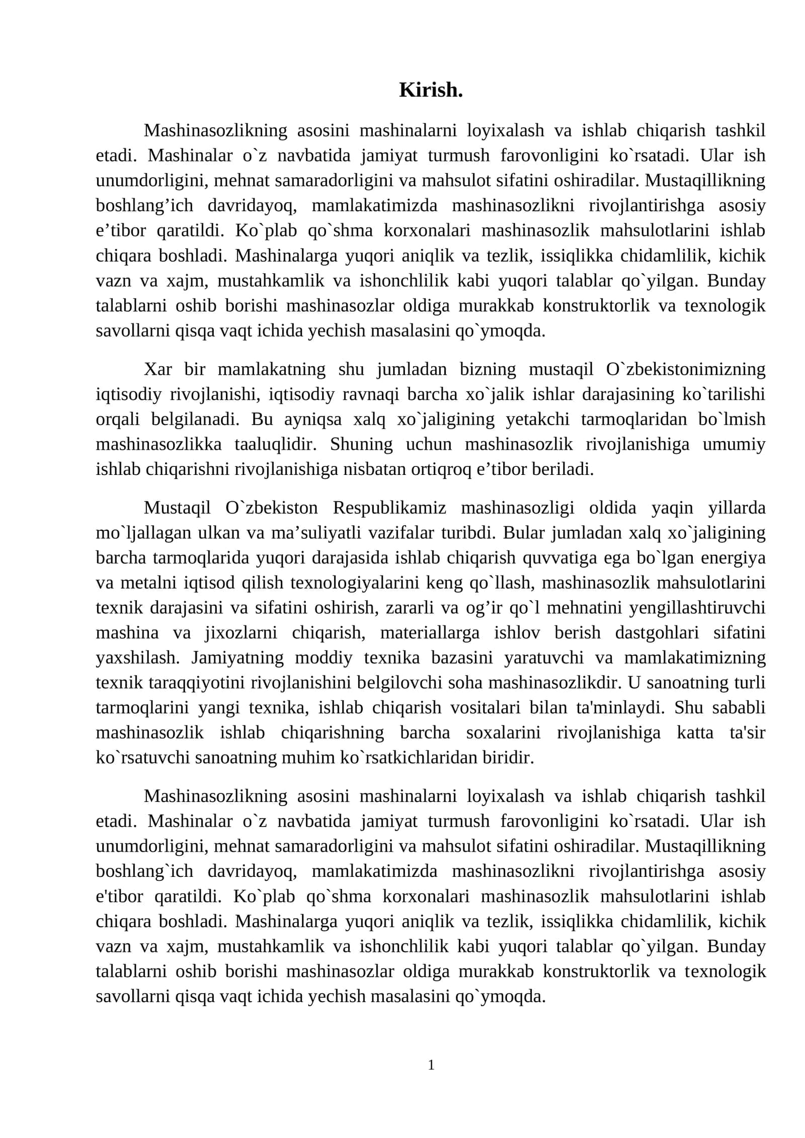 TOKARLIK STANOGINING TEXNIK TAVSIFLARINI ANIQLASH VA KINEMATIK SXEMASINI ISHLASH.