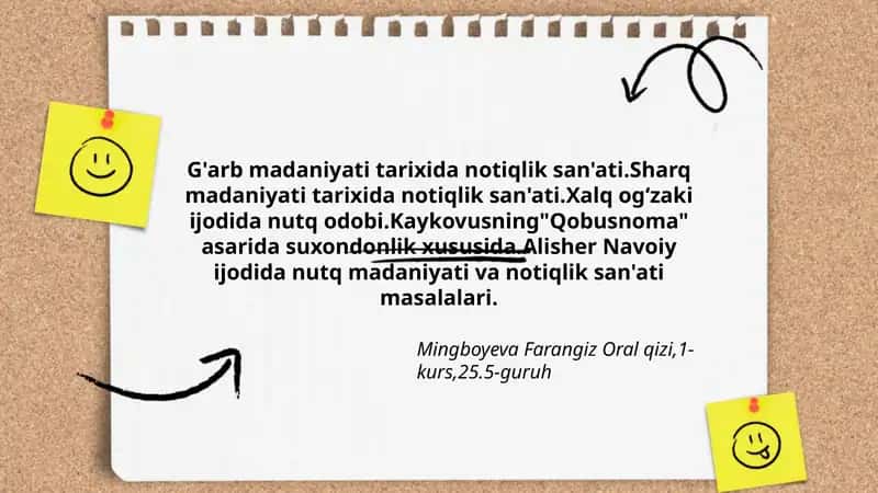 Alisher Navoiy ijodida nutq madaniyati va notiqlik san'ati masalalari
