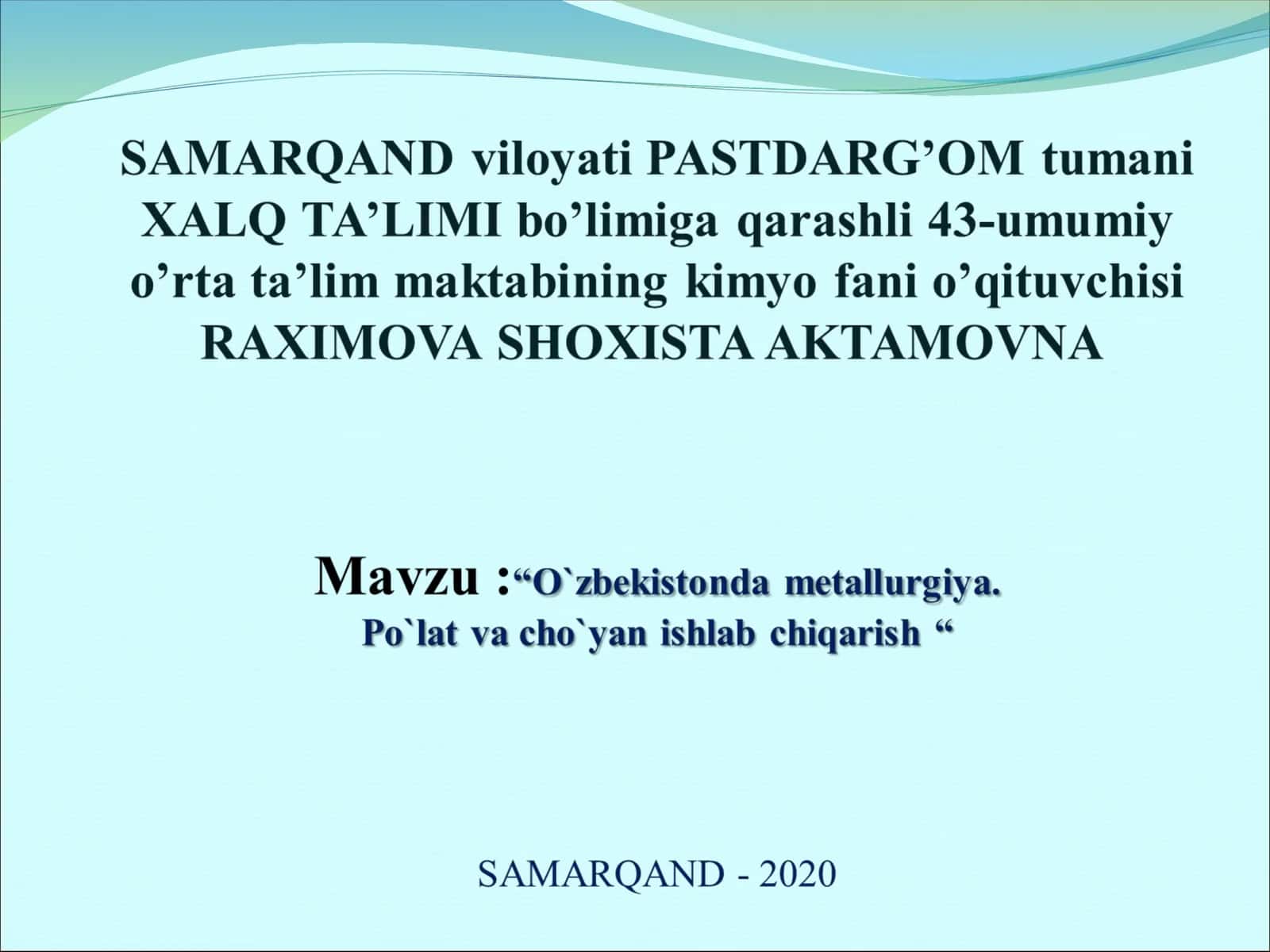 Metallurgik pechlar va ularda boradigan jarayonlar