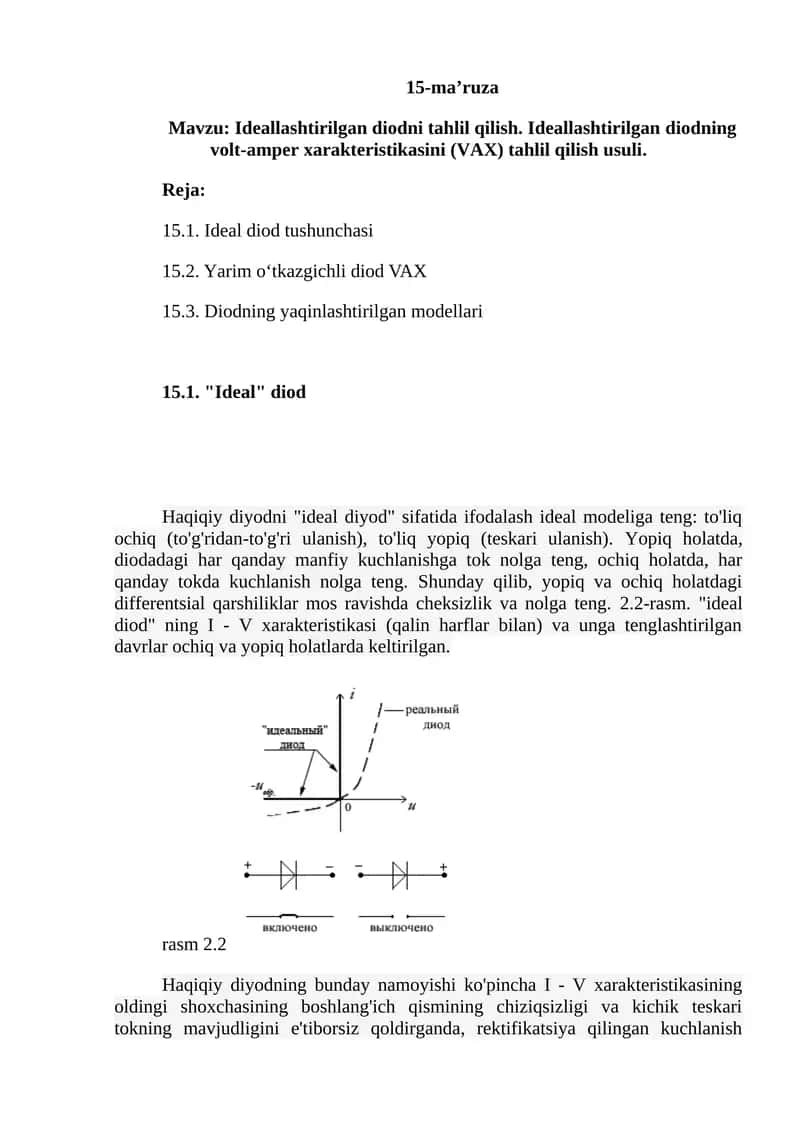 Ideal diod tahlil qilish