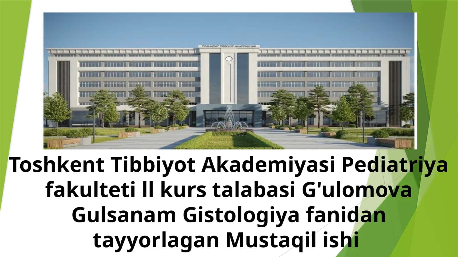 Gistologiya fanidan mustaqil ish
