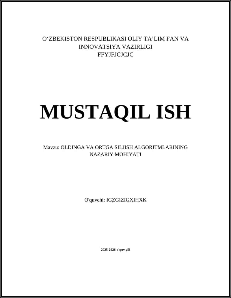 Oldinga va ortga siljish algoritmalarining nazariy mohiyati