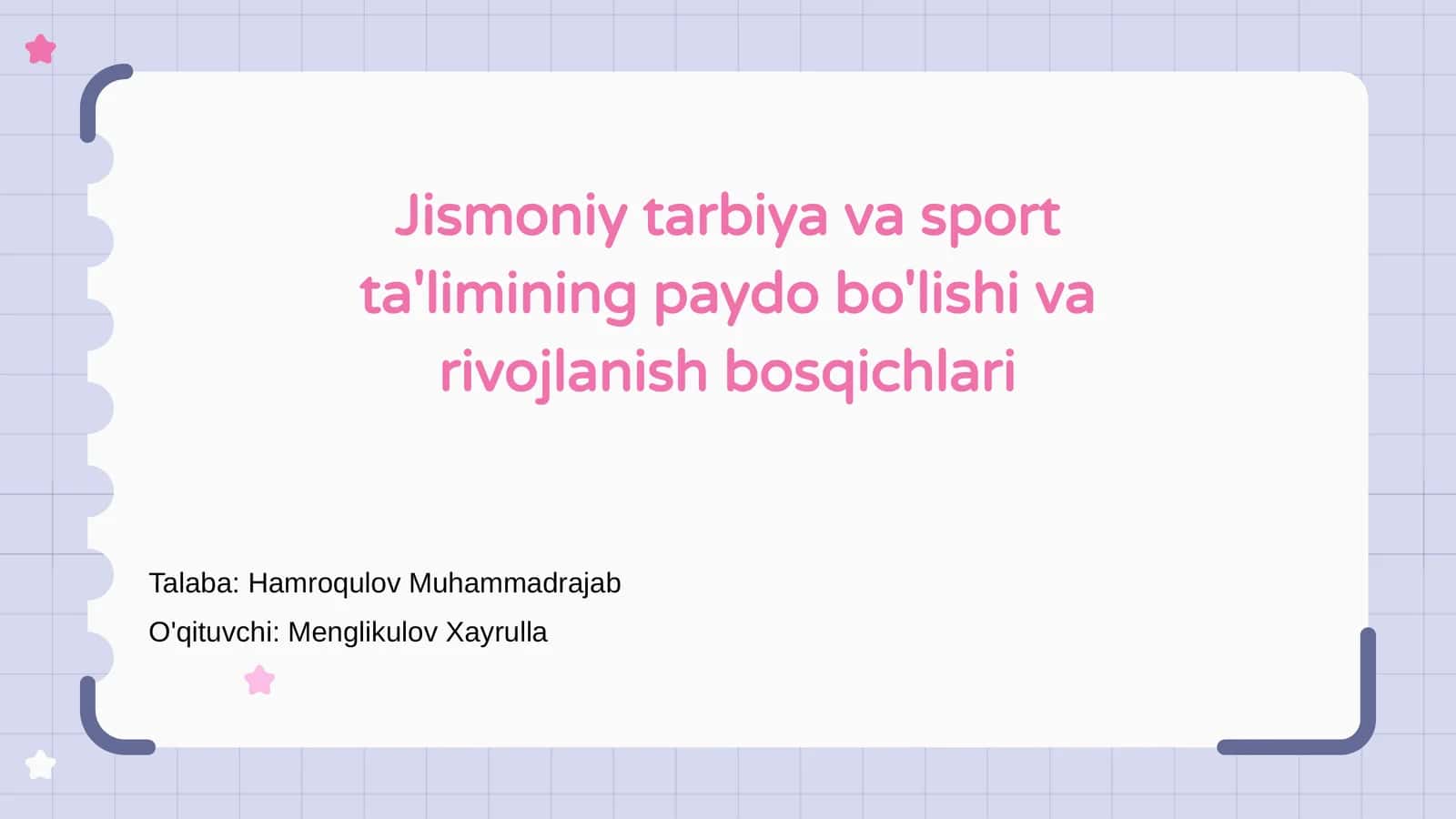 Jismoniy tarbiya va sport ta'limining paydo bo'lishi va rivojlanish bosqichlari