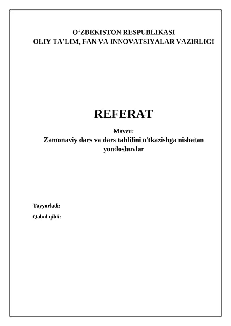Zamonaviy darslarning asosiy usullari va texnikalari