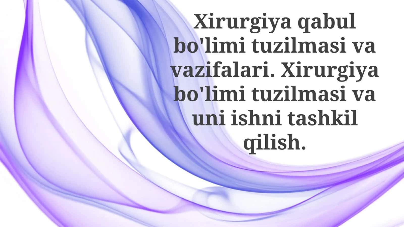 Xirurgiya Qabul Bo'limi Tuzilmasi