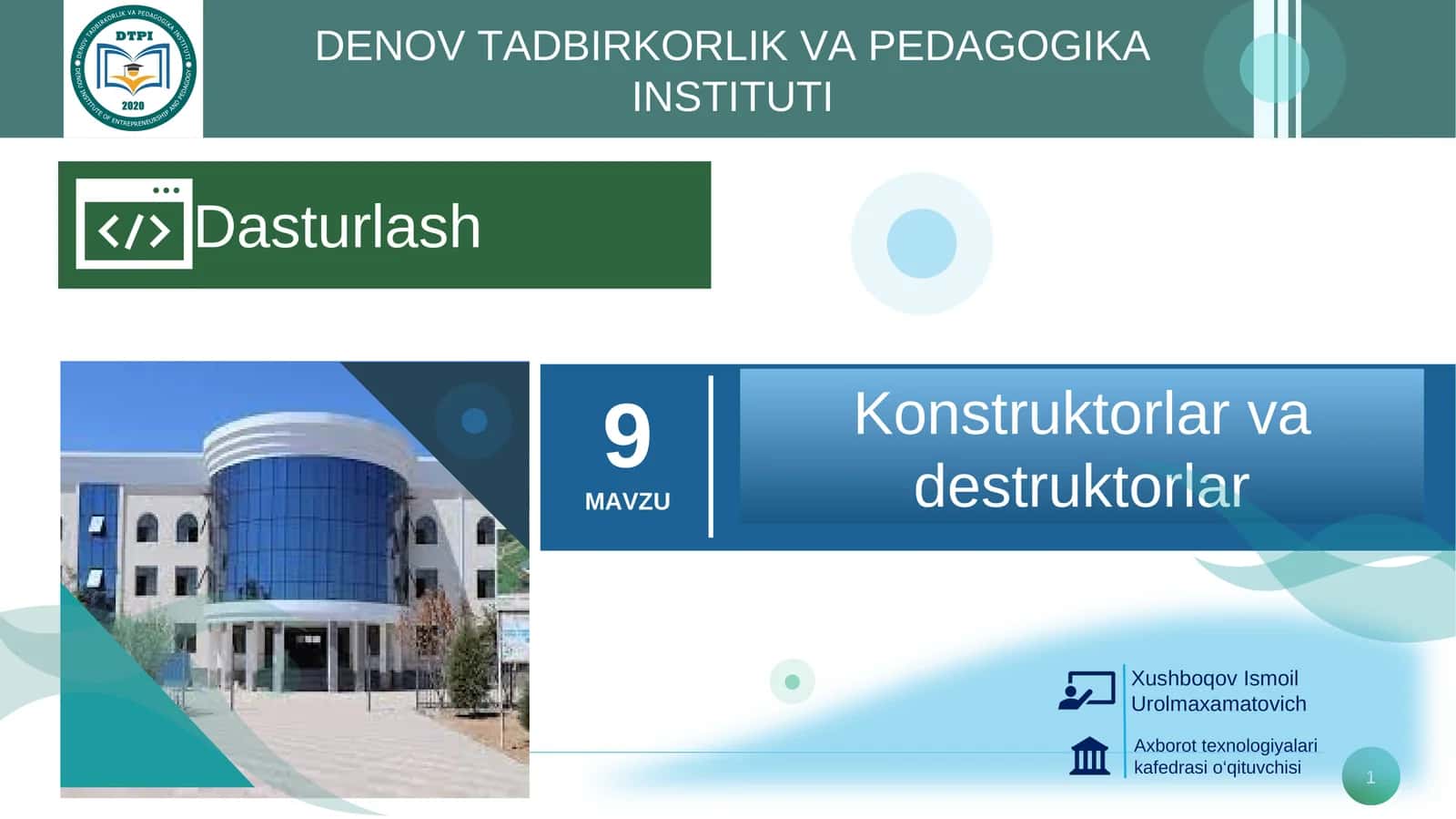 Konstruktorlar va destruktorlar
