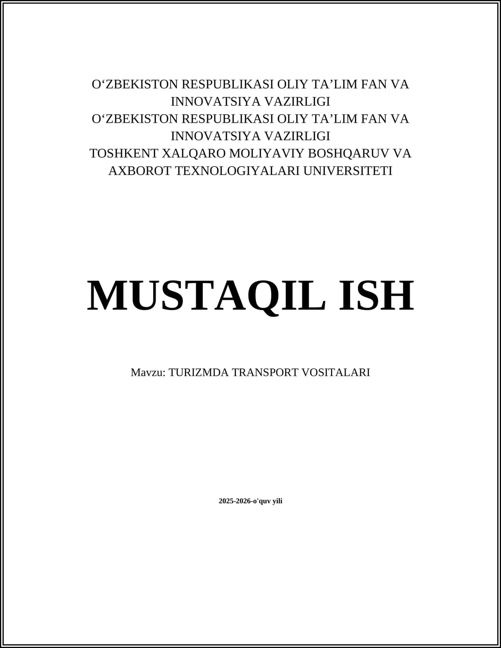 TURIZMDA TRANSPORT VOSITALARI