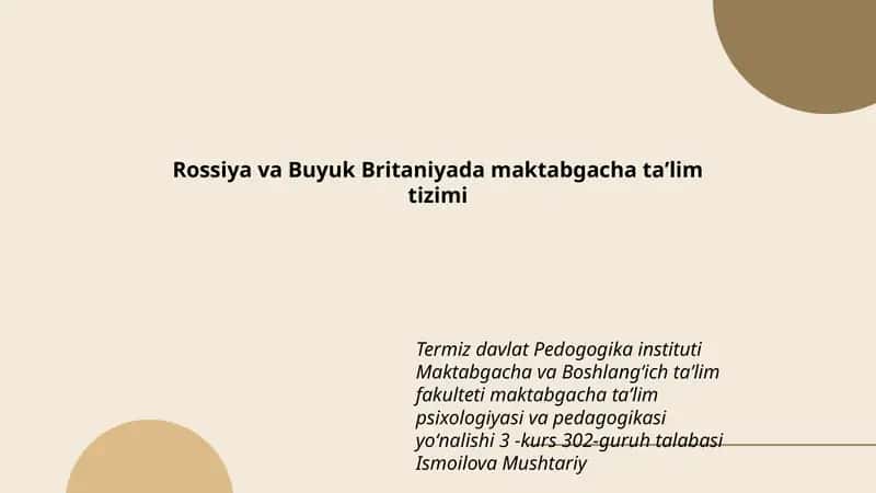 Maktabgacha taʼlim psixologiyasi va pedagogikasi