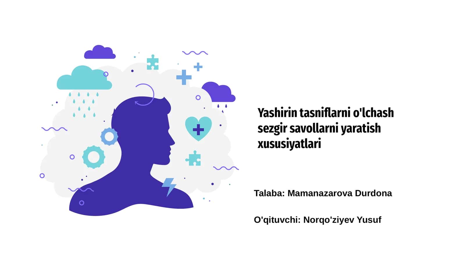 Yashirin tasniflarni o'lchash sezgir savollarni yaratish xususiyatlari