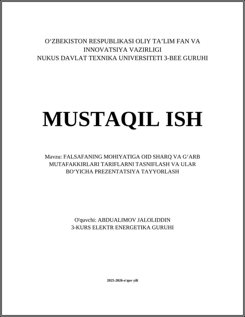 Platon va Aristotelning falsafa mohiyati