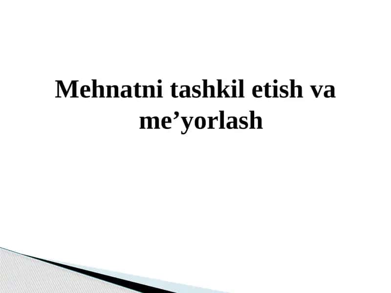Mehnatga haq to'lashning tarif tizimi