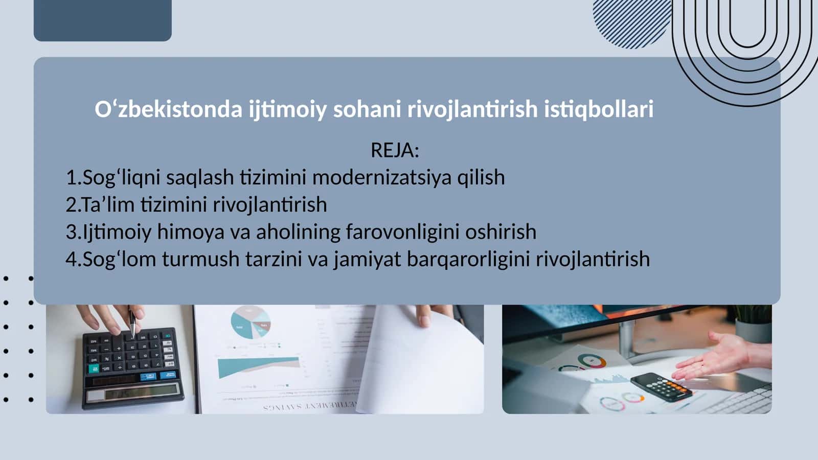 O‘zbekiston ijtimoiy sohani rivojlantirish istiqbollari