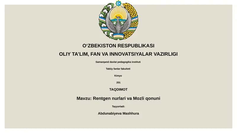 Rentgen nurlari va Mozli qonuni