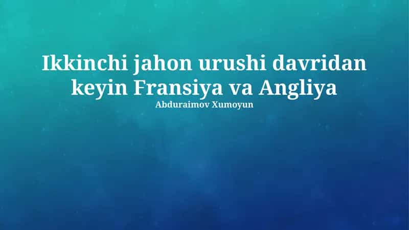 Urushdan keyingi Fransiyaning qayta tiklanishi