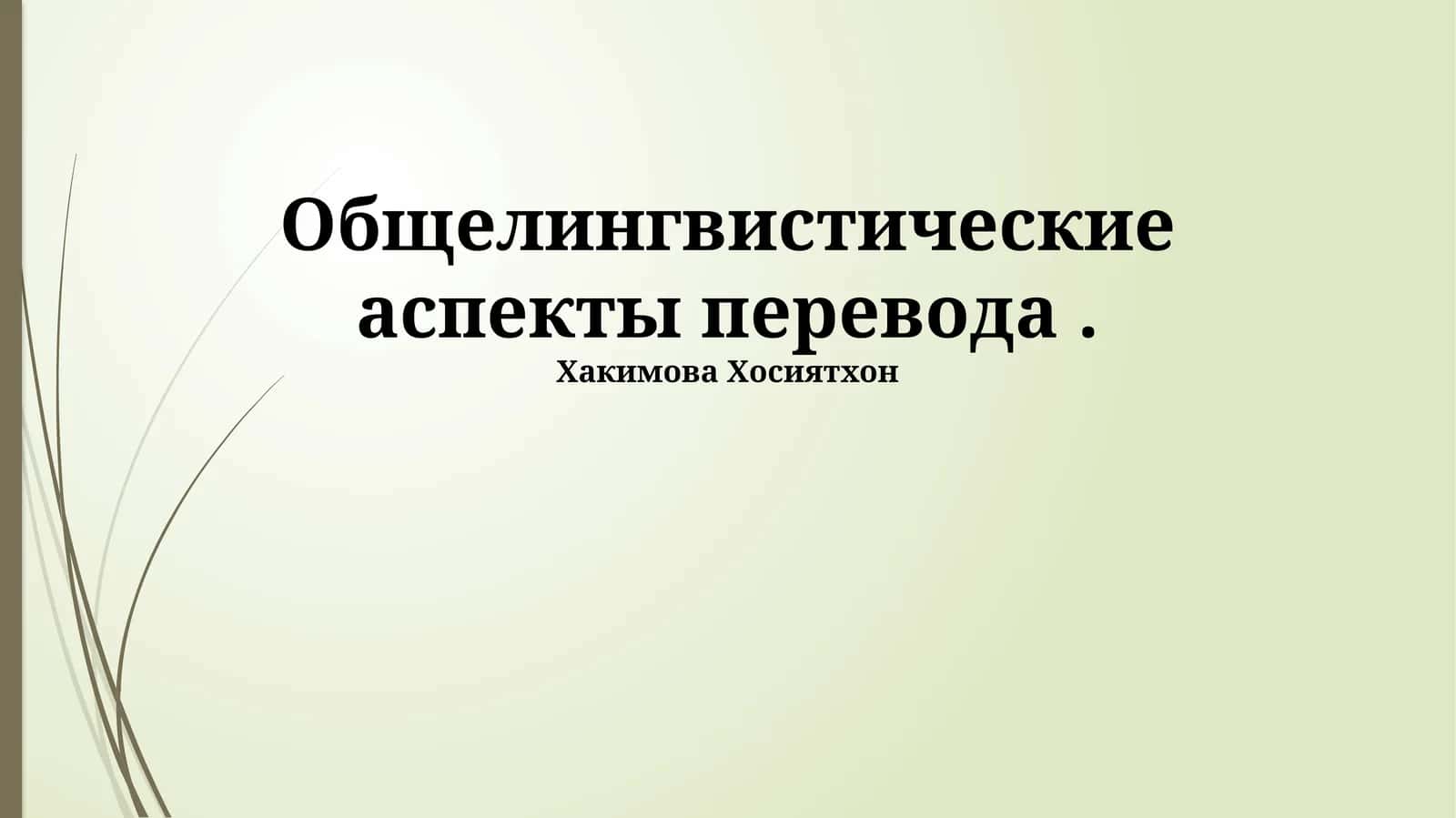 Общелингвистические аспекты перевода