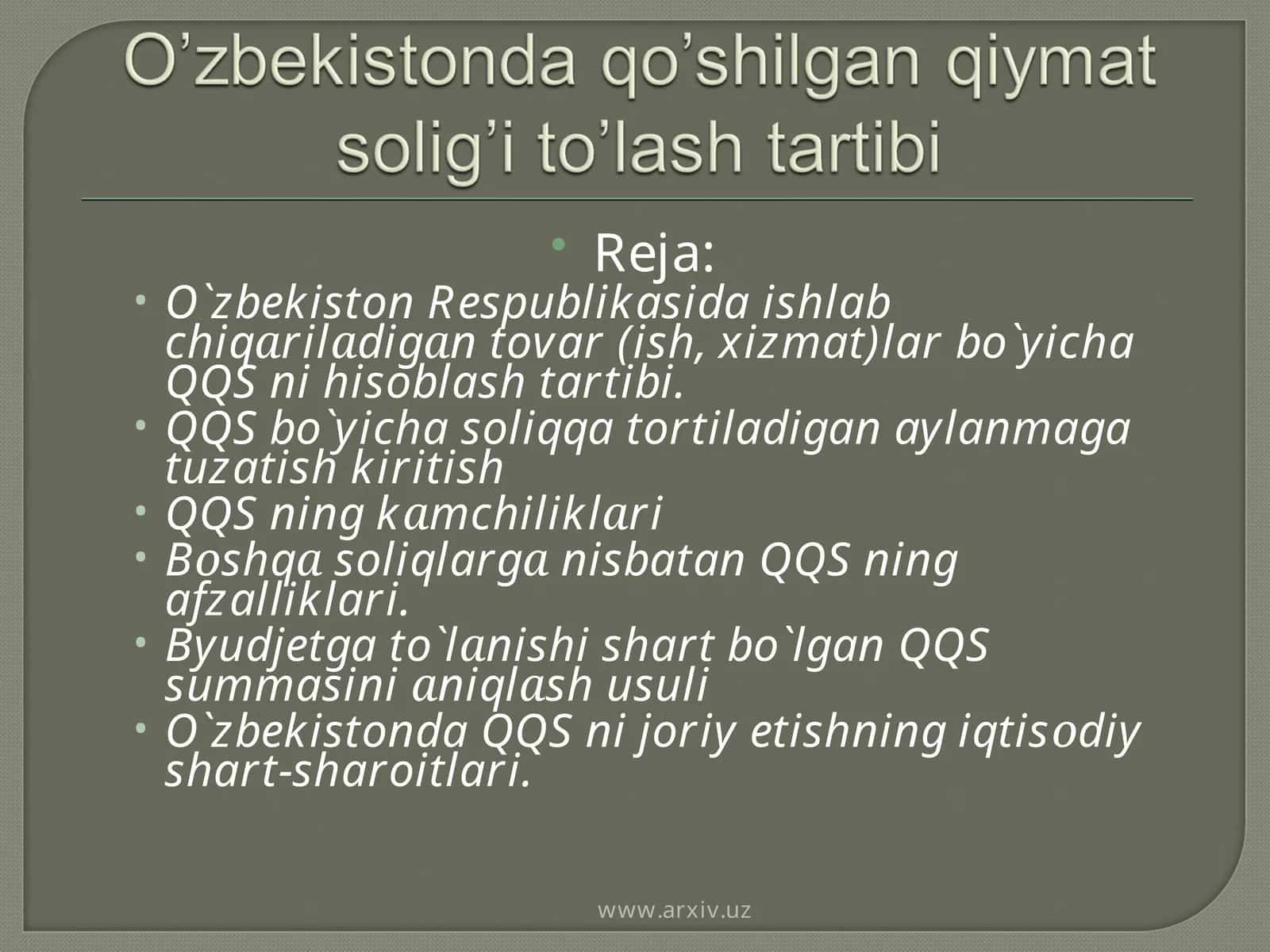 QQS ni hisoblash tartibi