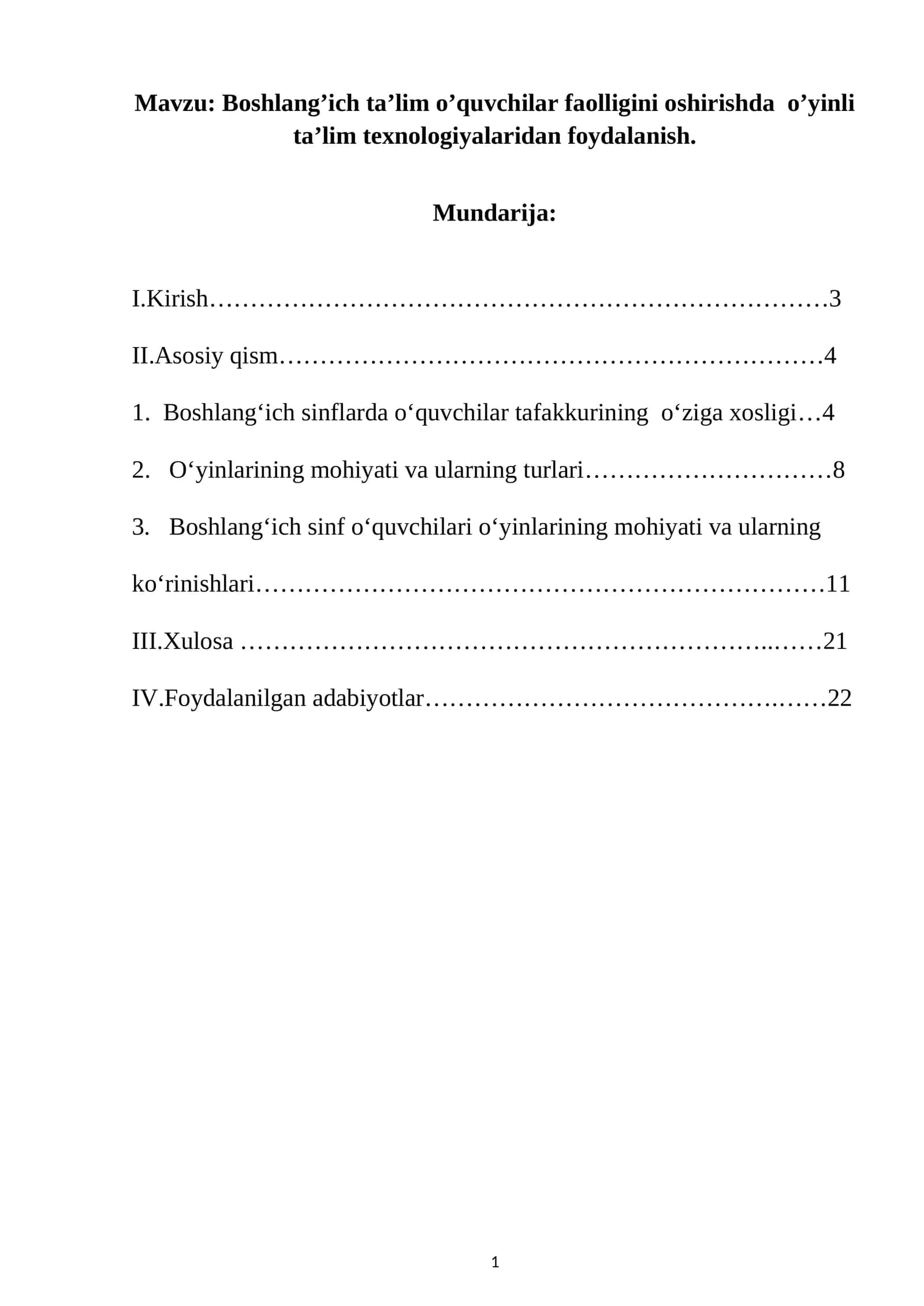 Boshlang’ich ta’lim o’quvchilar faolligini oshirishda o’yinli ta’lim texnologiyalaridan foydalanish