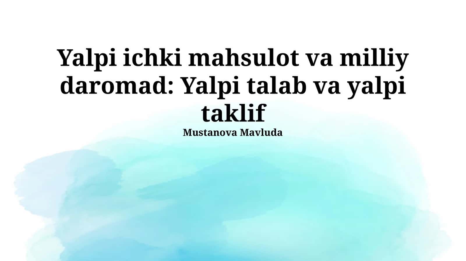 YaIM va Milliy Daromad Ta'rifi