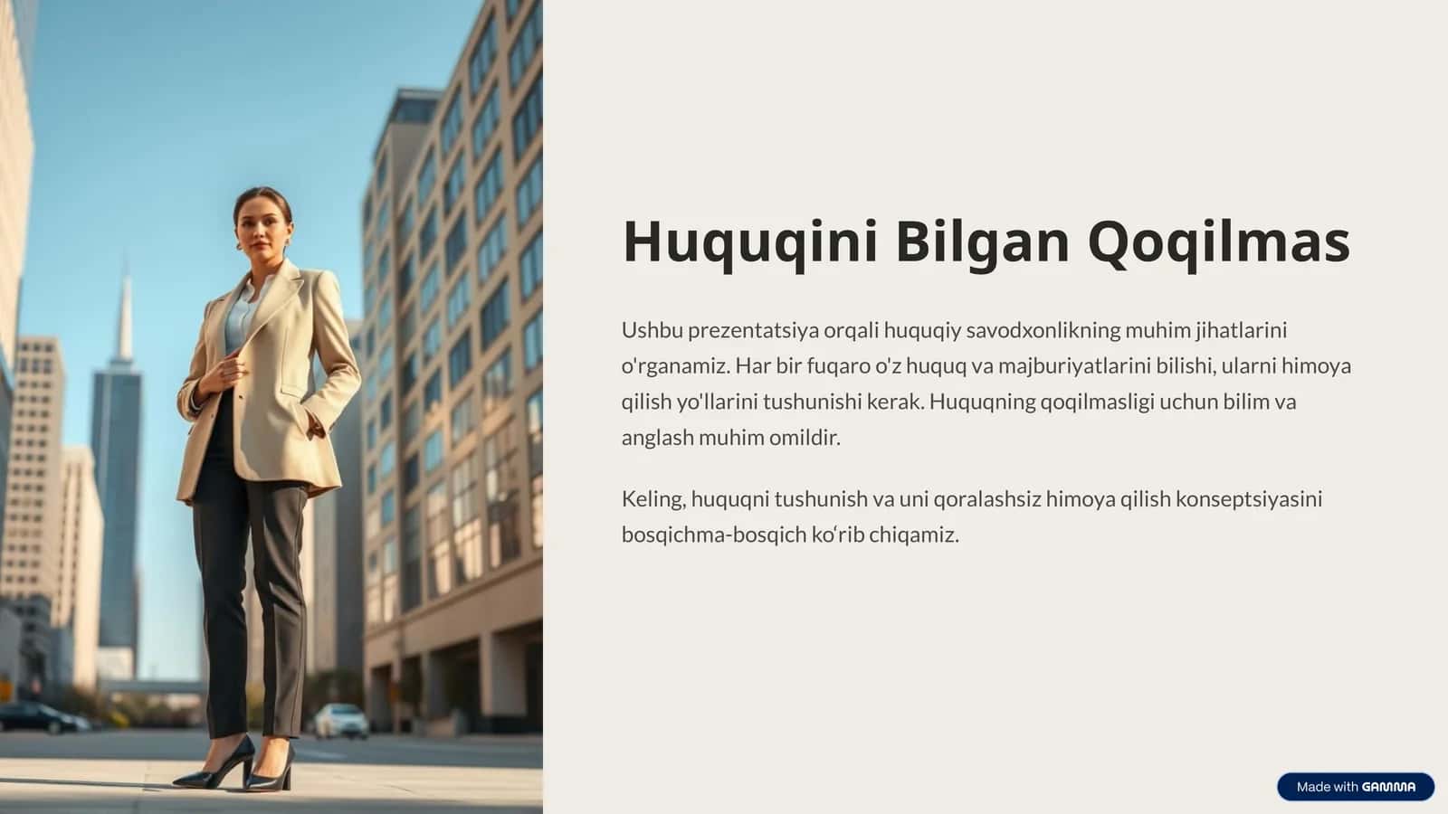 Huquqini Bilgan Qoqilmas