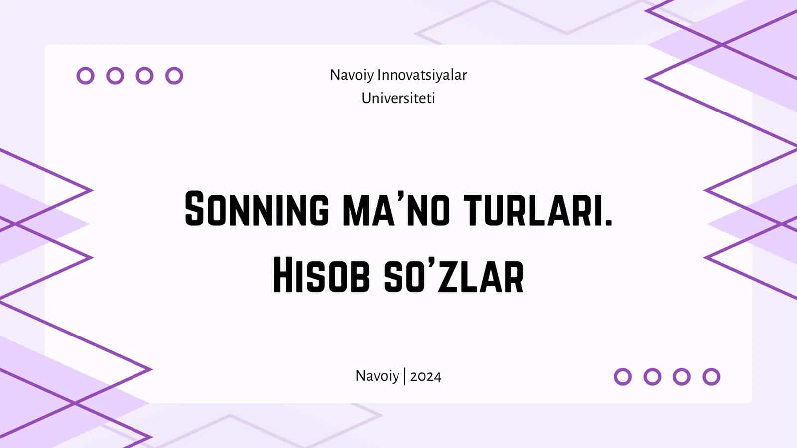 Sonning ma'noturlari. Hisob so'zlar