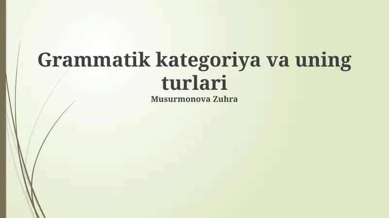 Grammatik kategoriya va uning turlari