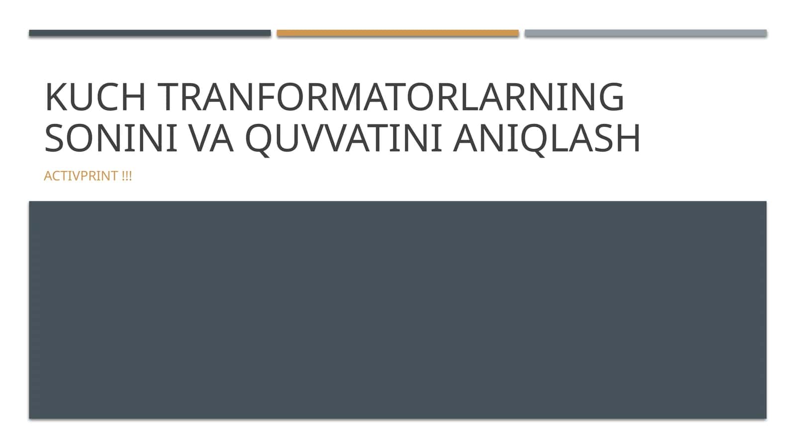 Kuch tranformatorlarning sonini va quvvatini aniqlash