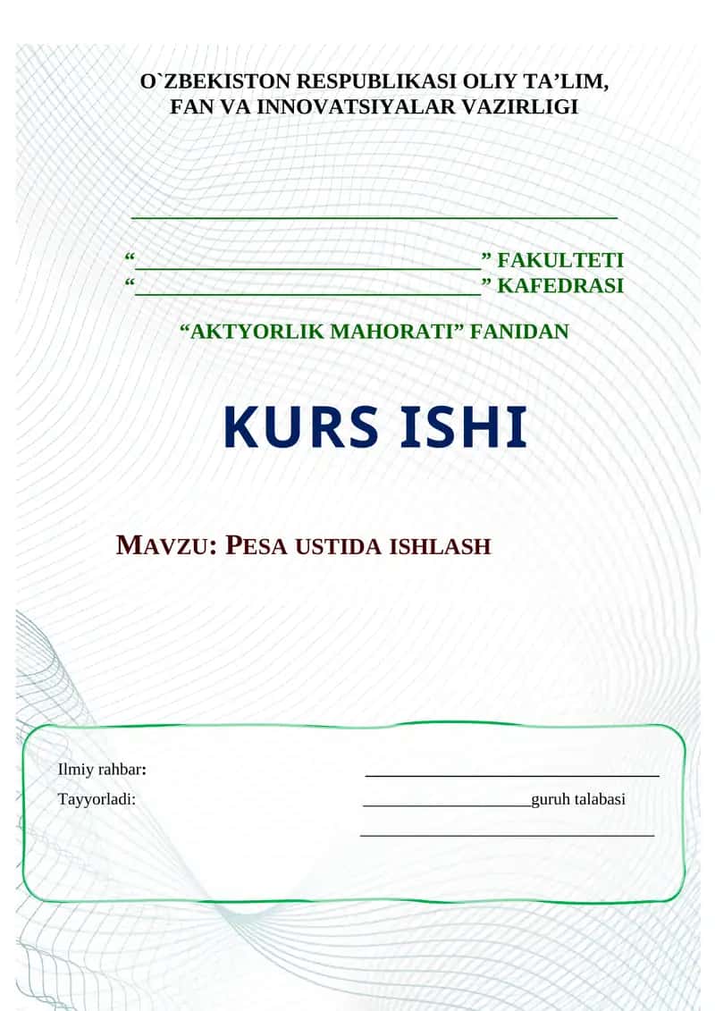 PESA USTIDA ISHLASH