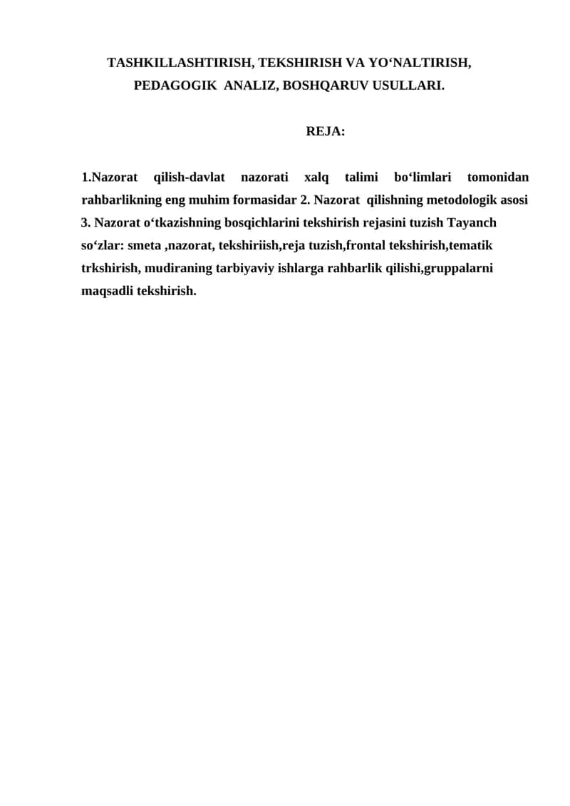 Maktabgacha va boshlang'ich ta'lim rejasi