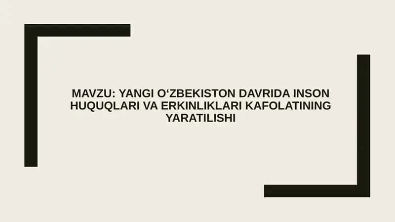 Yangi O‘zbekiston davrida inson huquqlari va erkinliklari kafolatining yaratilishi