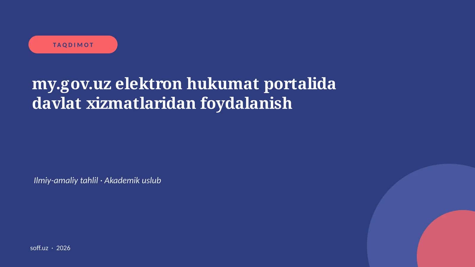 my.gov.uz elektron hukumat portalida davlat xizmatlaridan foydalanish