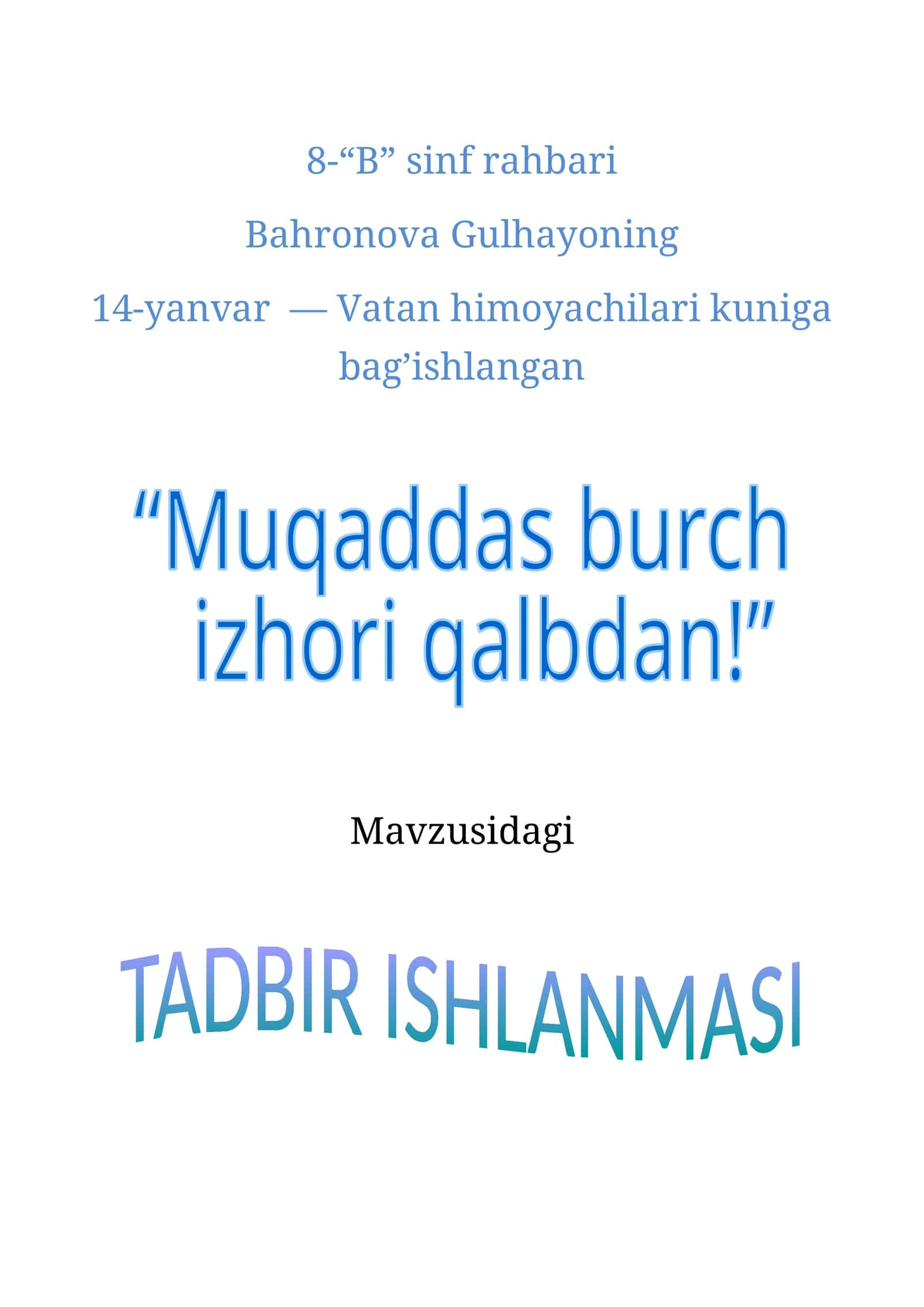 TADBIR ISHLANMASI