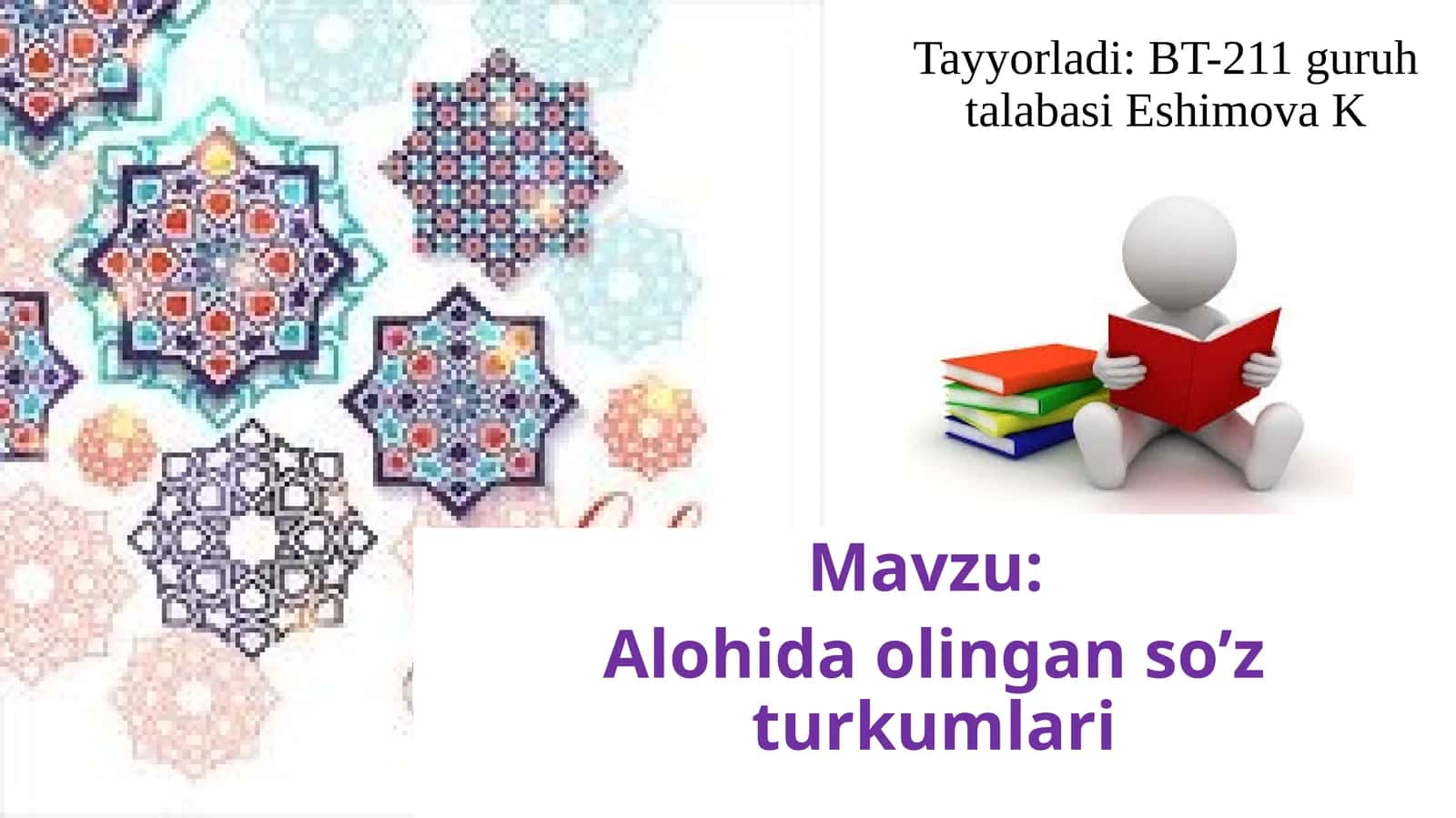 Alohida olingan so‘z turkumlari