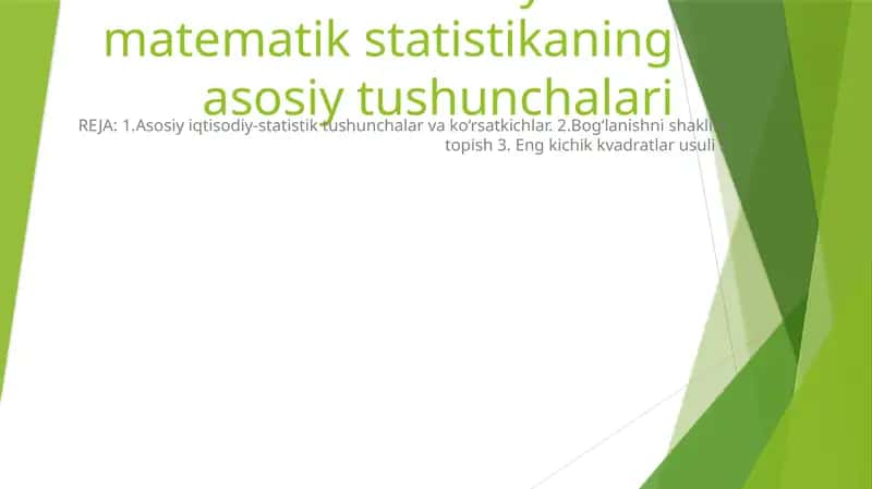 Ekonometrikada ehtimollar nazariyasi va matematik statistikaning asosiy tushunchalari