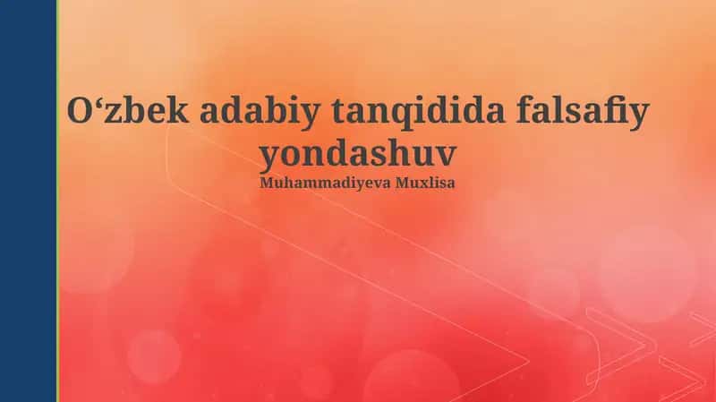 Oʻzbek adabiy tanqidida falsafiy yondashuv