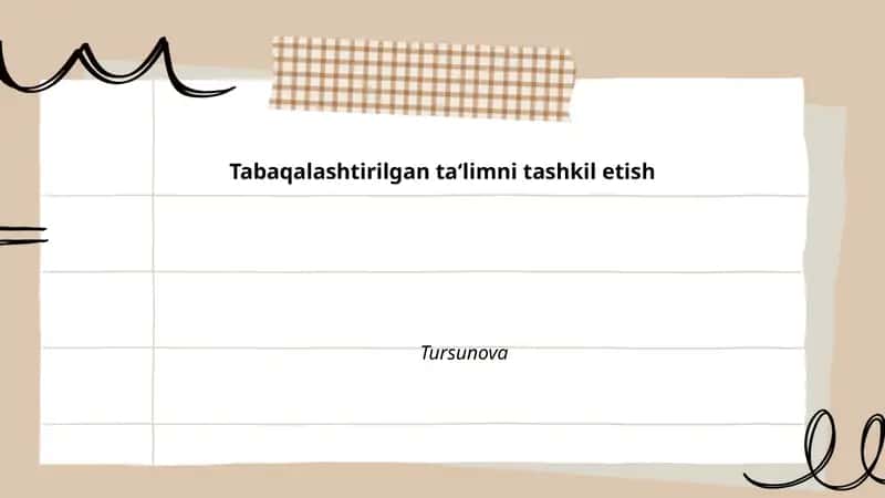 Tabaqalashtirilgan ta'limni tashkil etish