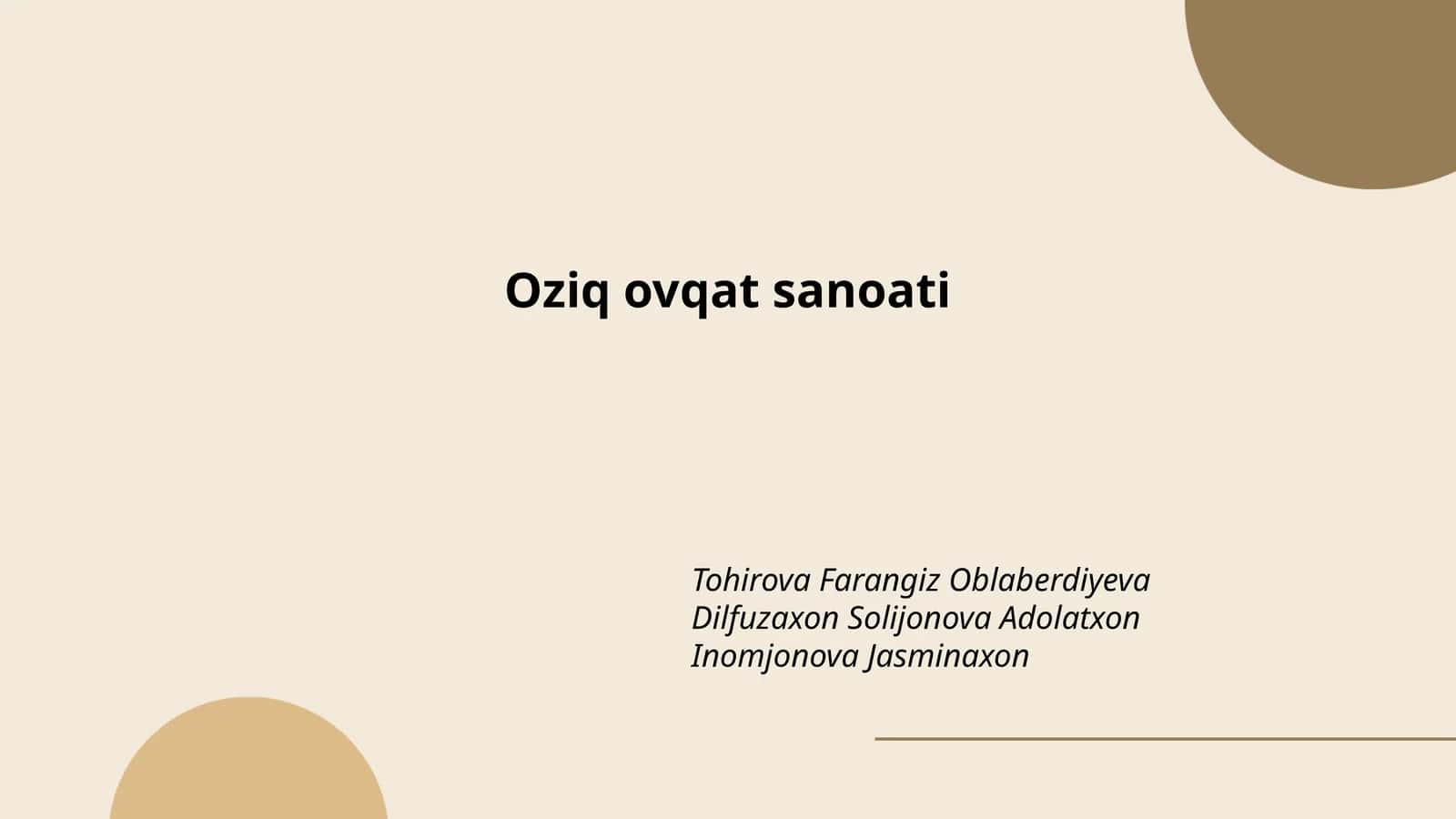 Oziq ovqat sanoati