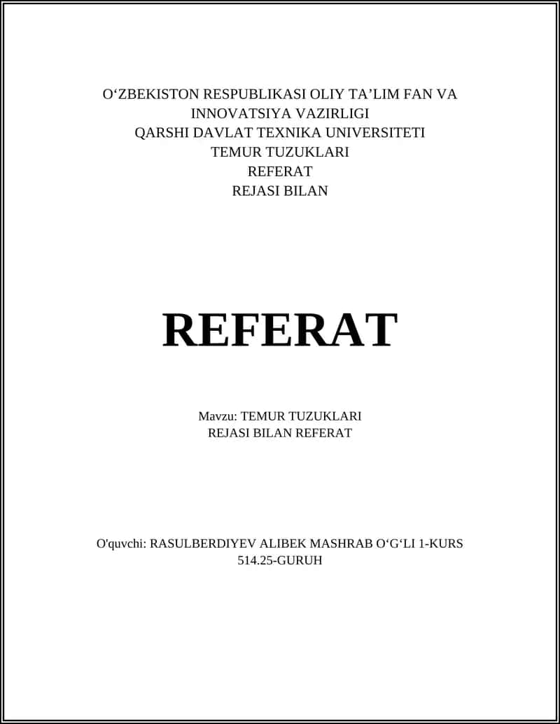 TEMUR TUZUKLARI REFERAT