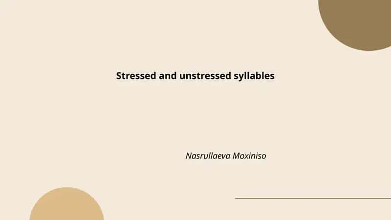 Stressed and unstressed syllables