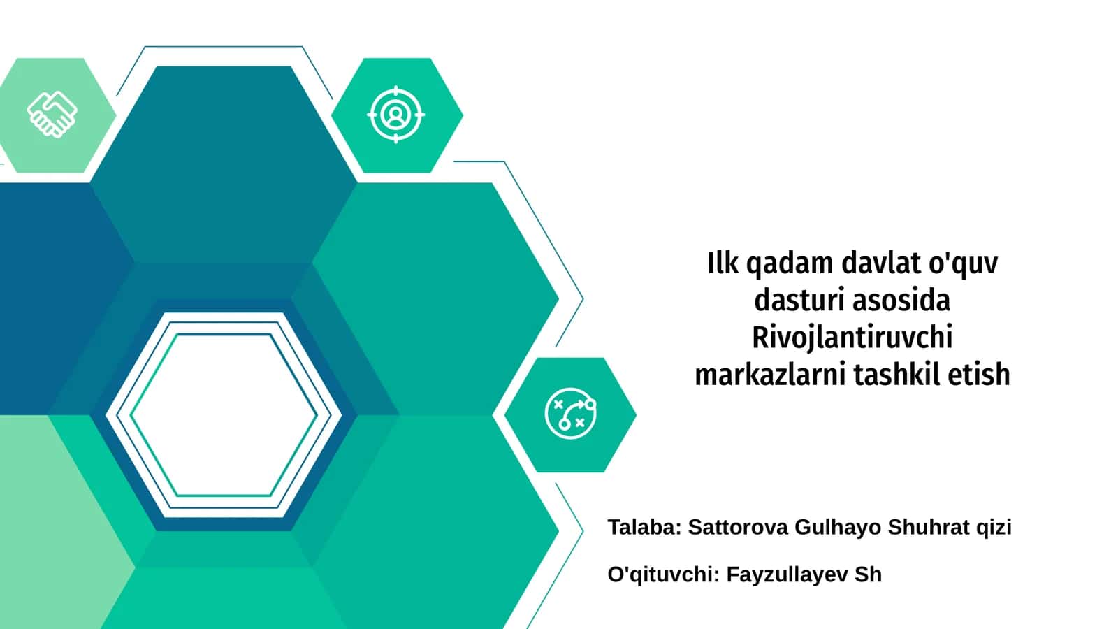 Ilk qadam davlat o'quv dasturi asosida Rivojlantiruvchi markazlarni tashkil etish