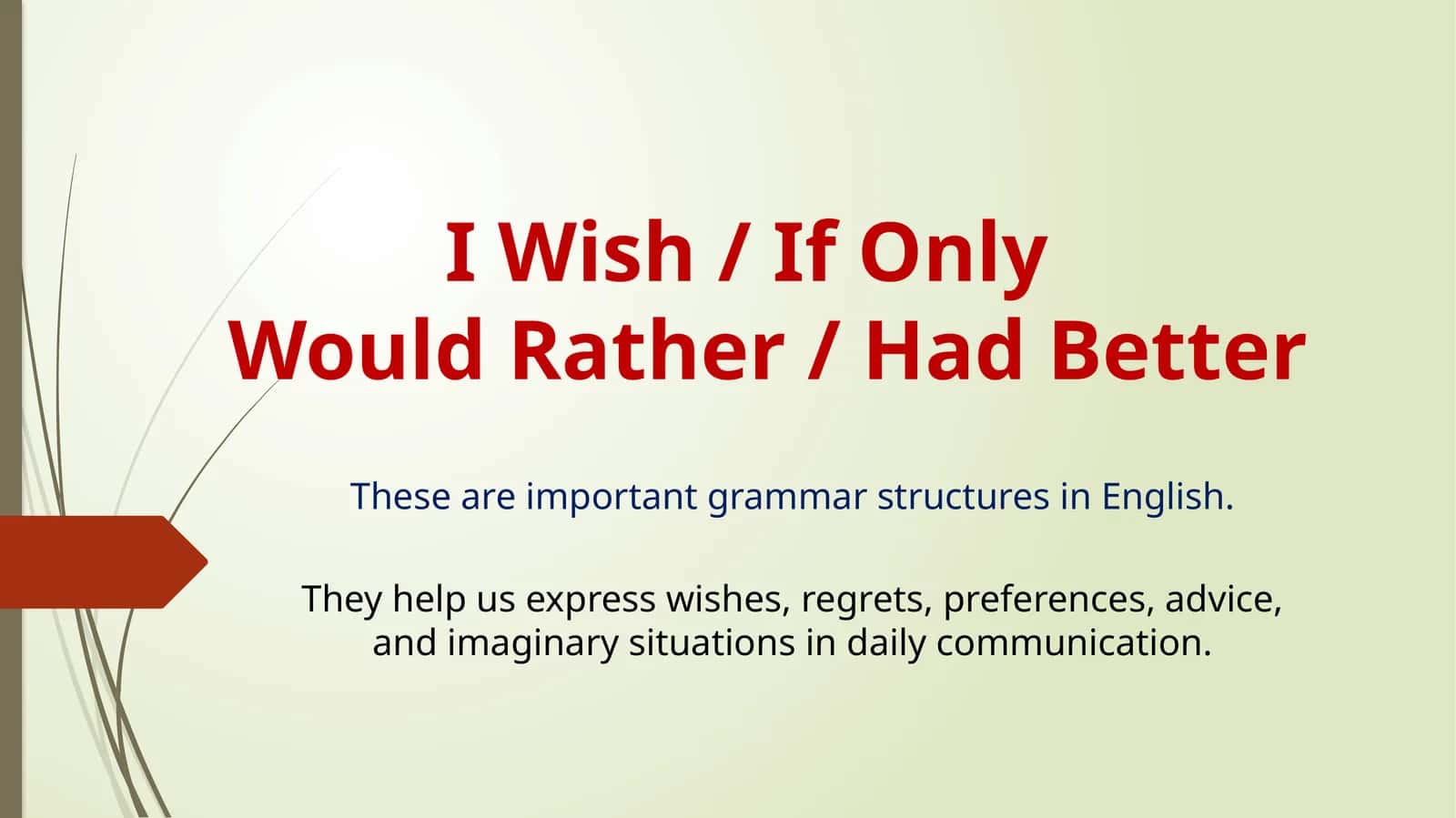 I Wish / If OnlyWould Rather / Had Better